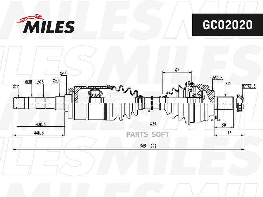 

Привод В Сборе Bmw E53 3.0d-4.6 00- Пер. Прав. (Gsp 205018 / Miles Gc02026) Miles GC02020