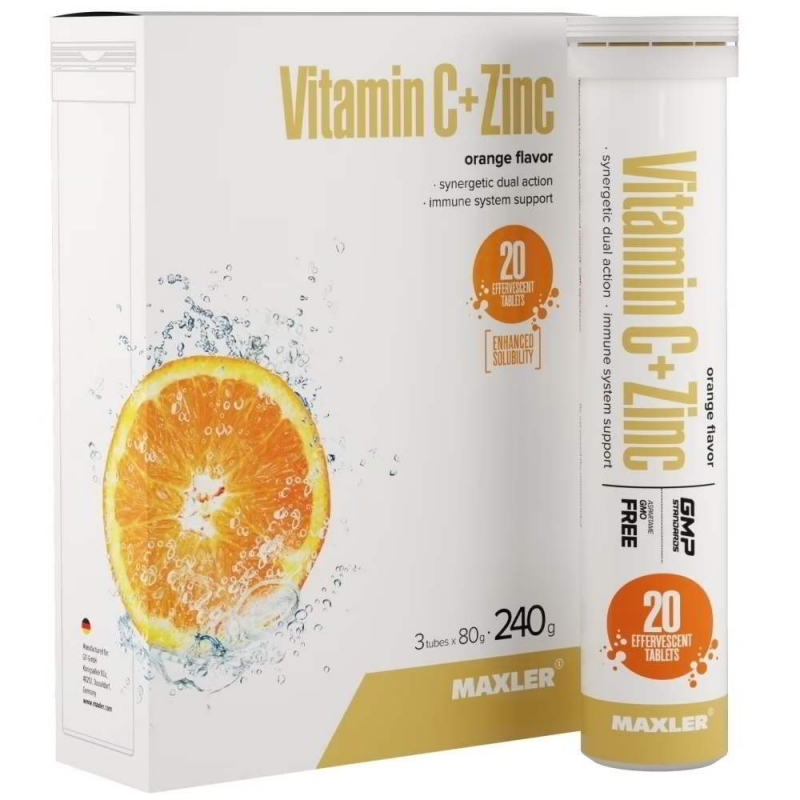 Vitamin C Plus Zinc MAXLER шипучие таблетки 3 тубы по 20 шт.