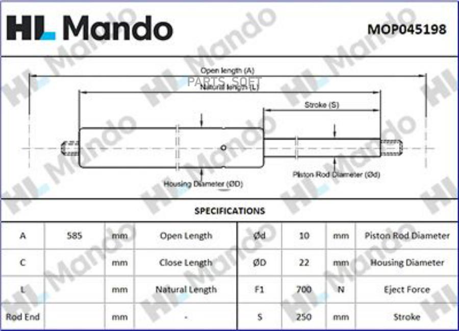 

MOP045198_амортизатор багажника ! Chrysler Mando mop045198