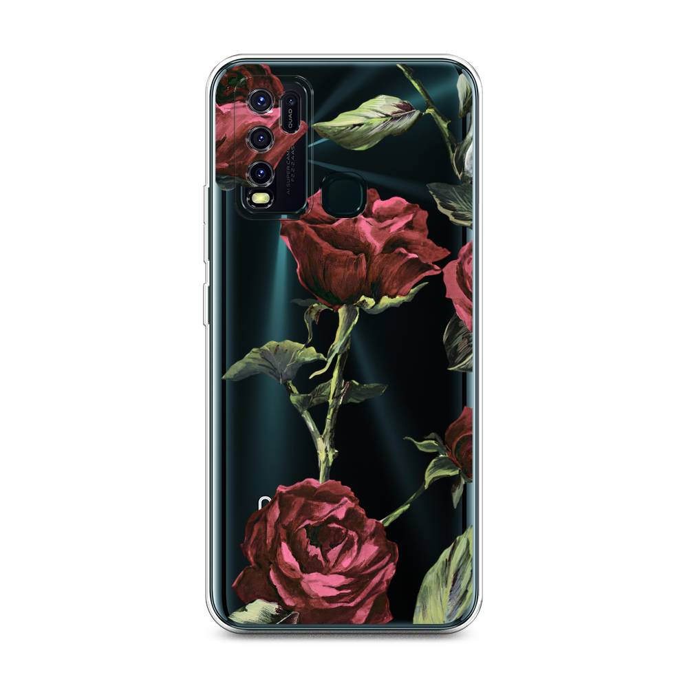 

Чехол Awog на Vivo Y50 / Виво Y50 "Бордовые розы фон", Красный