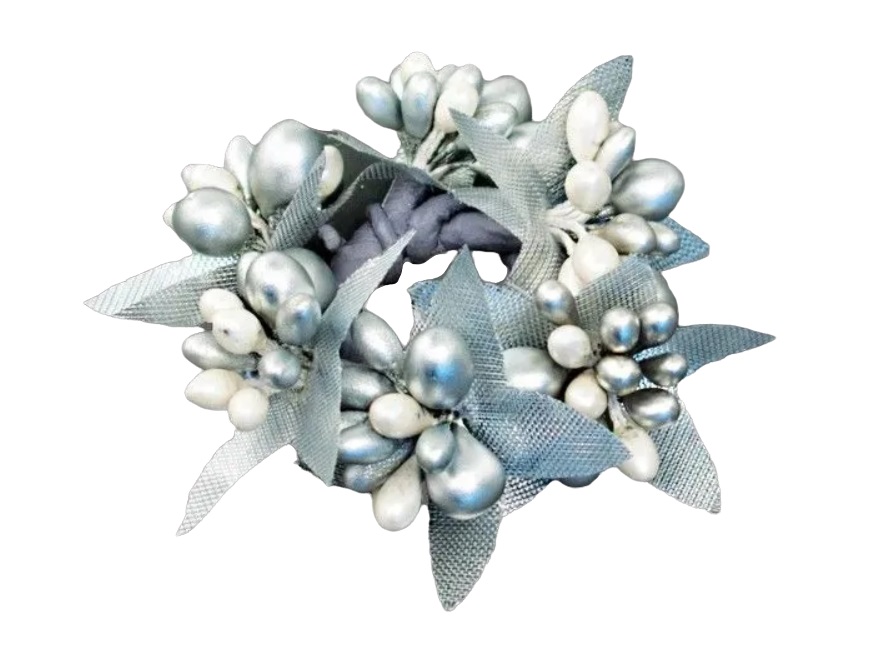 фото Мини-венок для свечи и декорирования лесная корона (малый), серебряный, 3.5 см, swerox