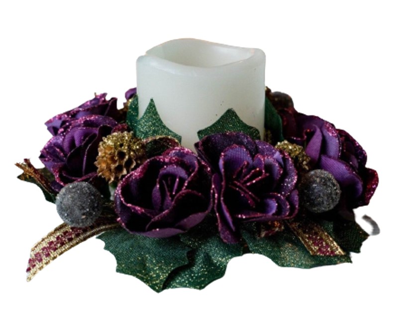 фото Мини-венок для свечи и декорирования магия роз, тёмно-сиреневый, 14 см, swerox