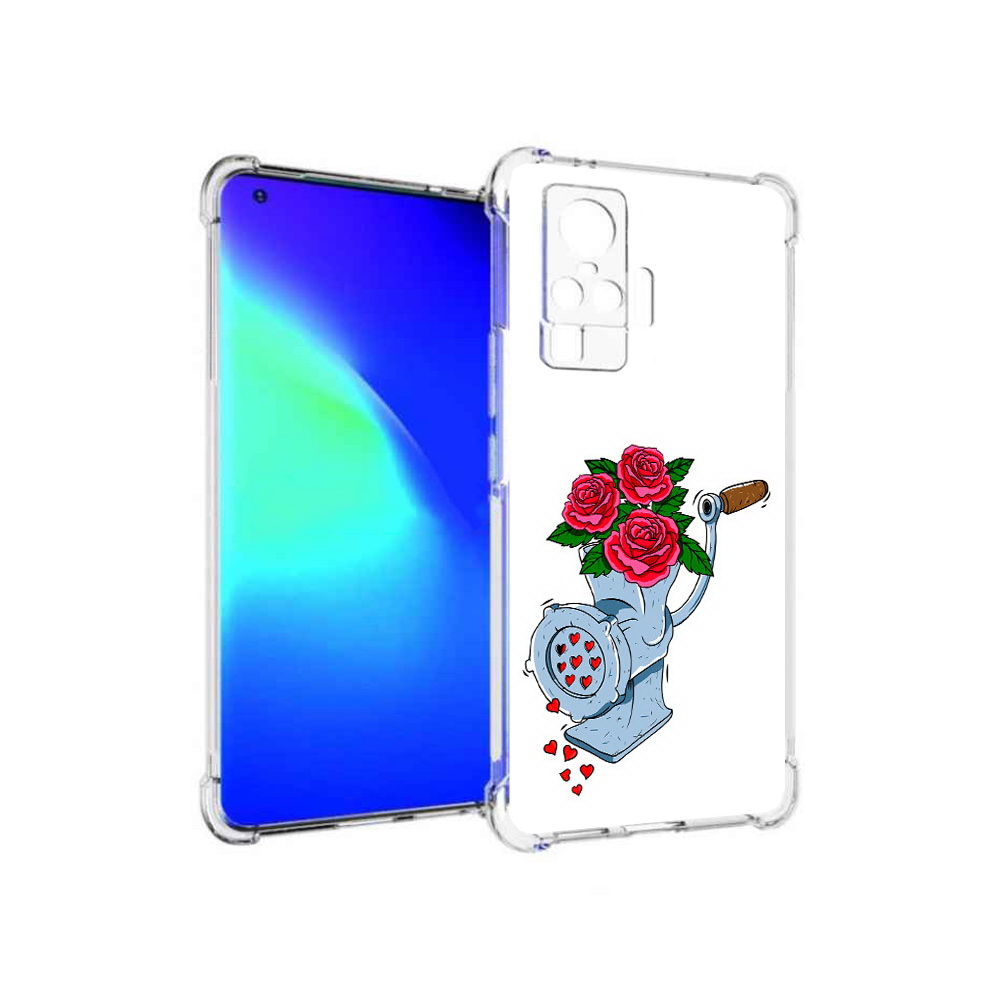 

Чехол MyPads Tocco для Vivo X50 Pro Цветочные сердца (PT151209.405.199), Прозрачный, Tocco