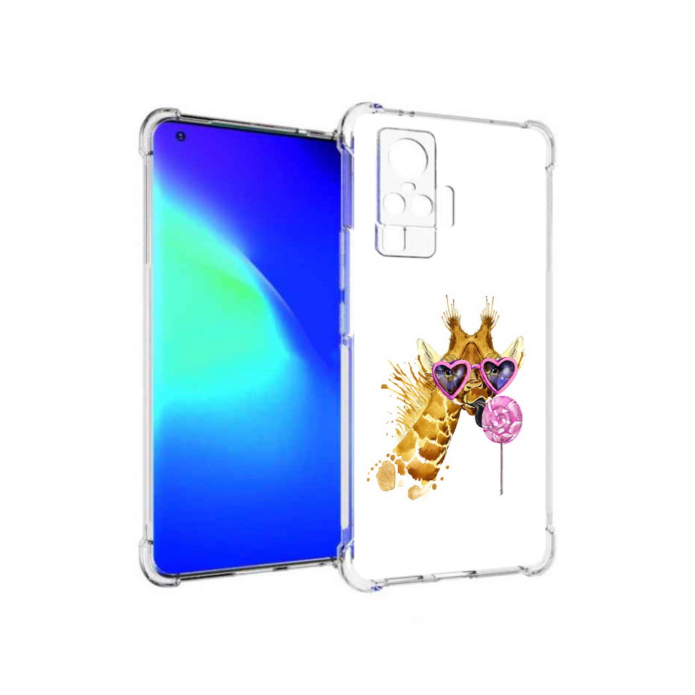 

Чехол MyPads Tocco для Vivo X50 Pro акварельный жираф (PT151209.405.217), Прозрачный, Tocco
