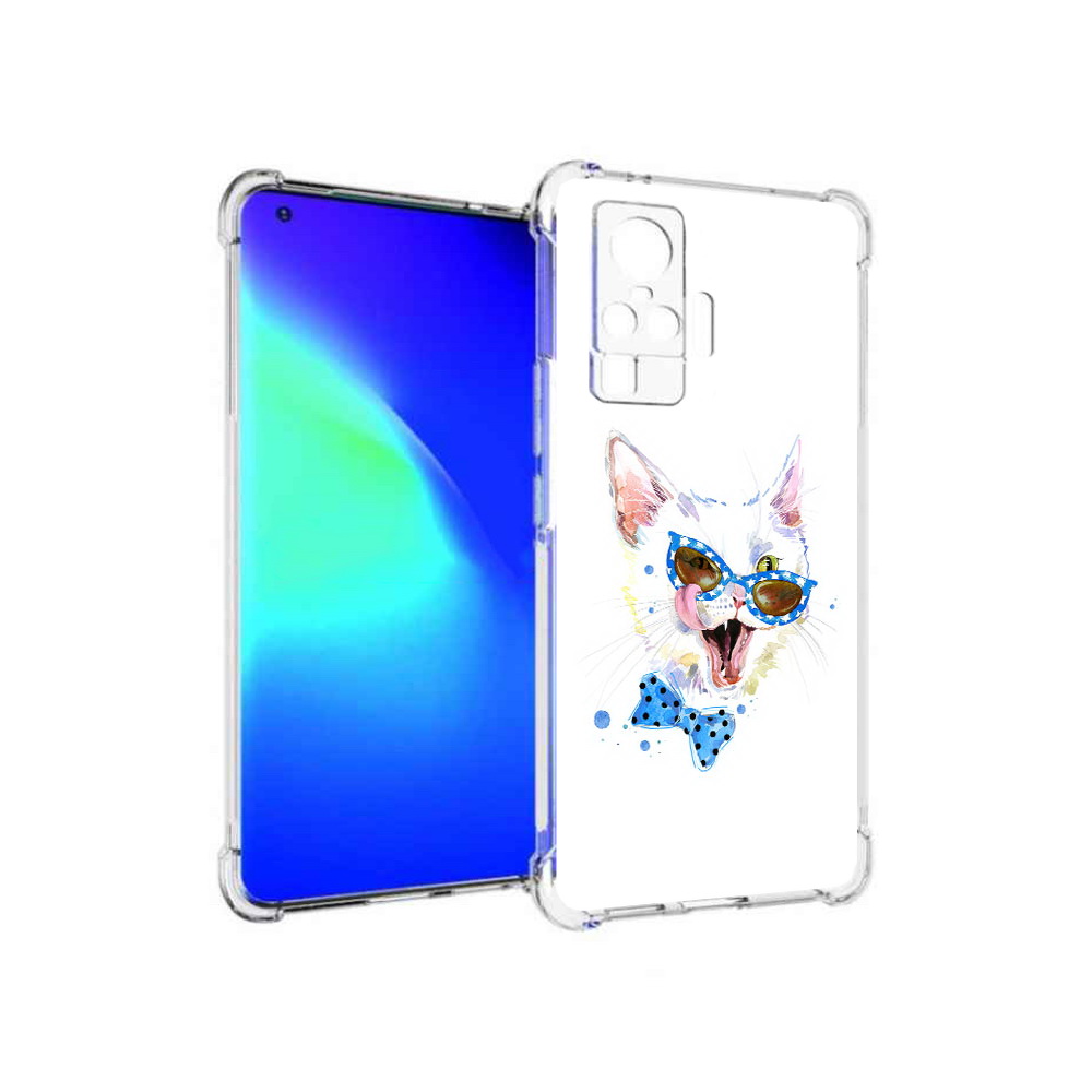 

Чехол MyPads Tocco для Vivo X50 Pro белый кот (PT151209.405.229), Прозрачный, Tocco