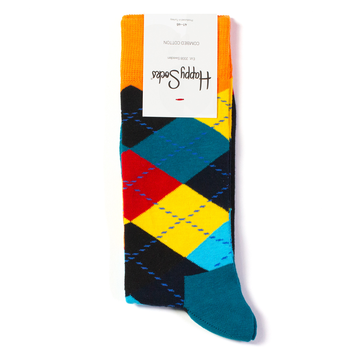 

Носки унисекс Happy Socks разноцветные, HappySocksArgyleOrangeBlueRed