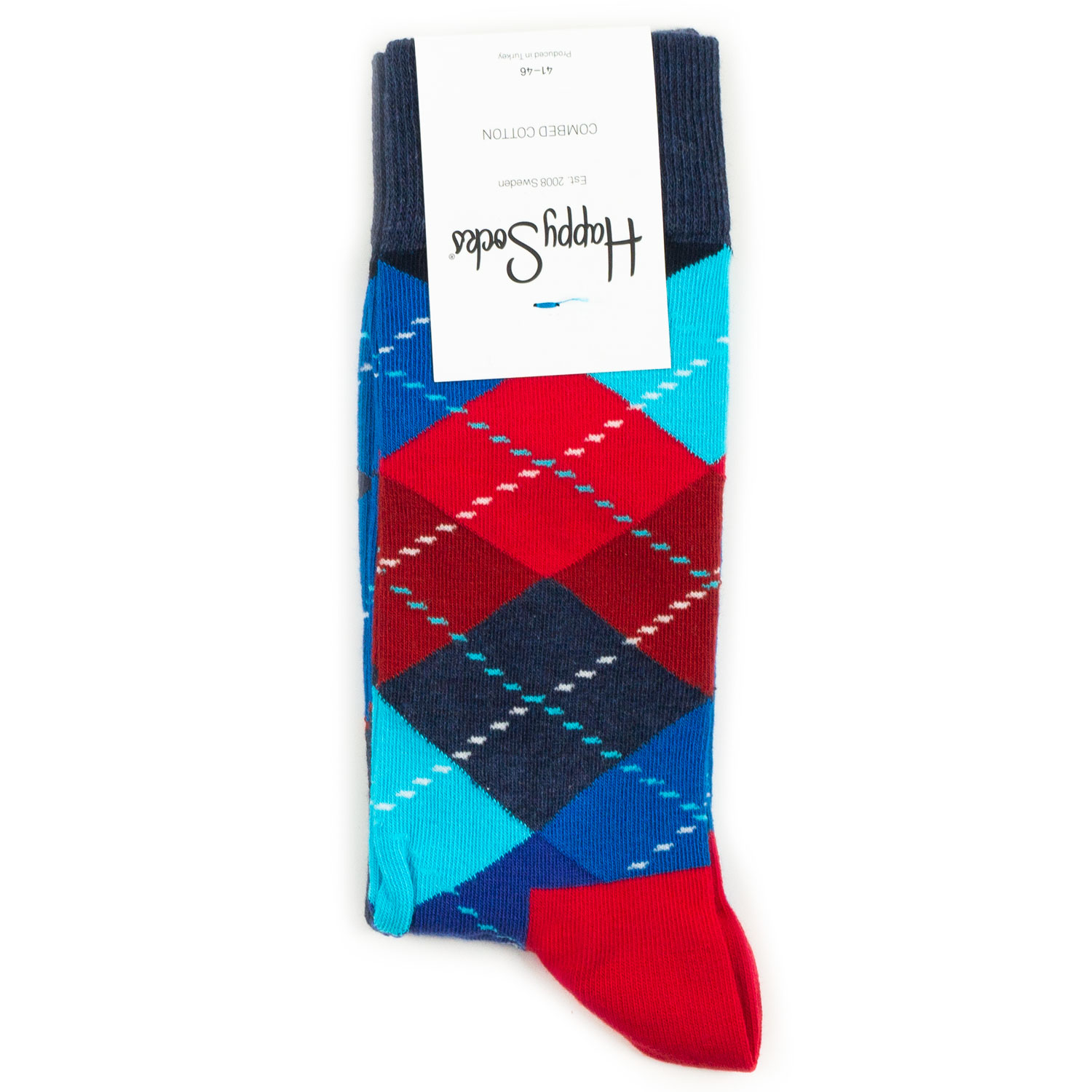 

Носки унисекс Happy Socks разноцветные, HappySocksArgyleRedBlue