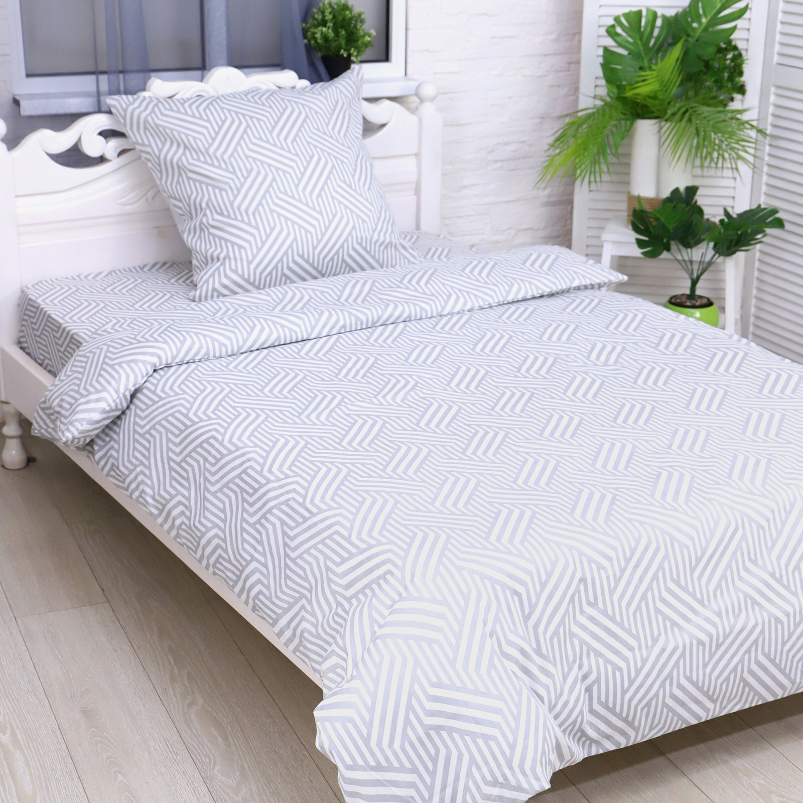 

Комплект постельного белья 1,5сп, 150x210; 50x70, Серый, 77292-012-150-210