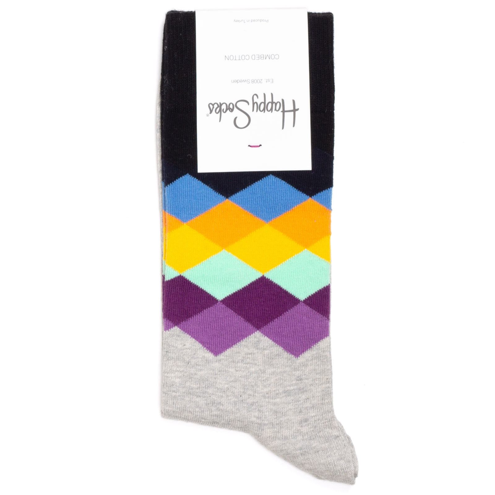

Носки унисекс Happy Socks разноцветные, Разноцветный, HappySocksFadedDiamondGrey