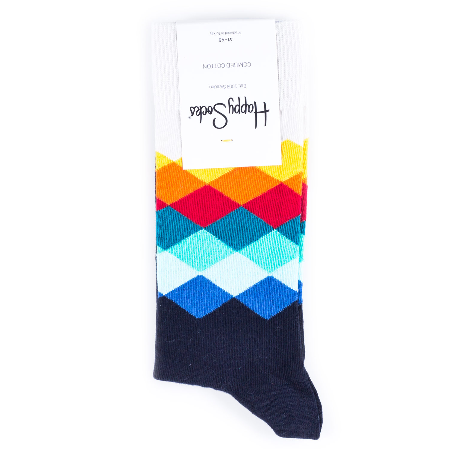

Носки унисекс Happy Socks разноцветные, Разноцветный, HappySocksFadedDiamondWhite