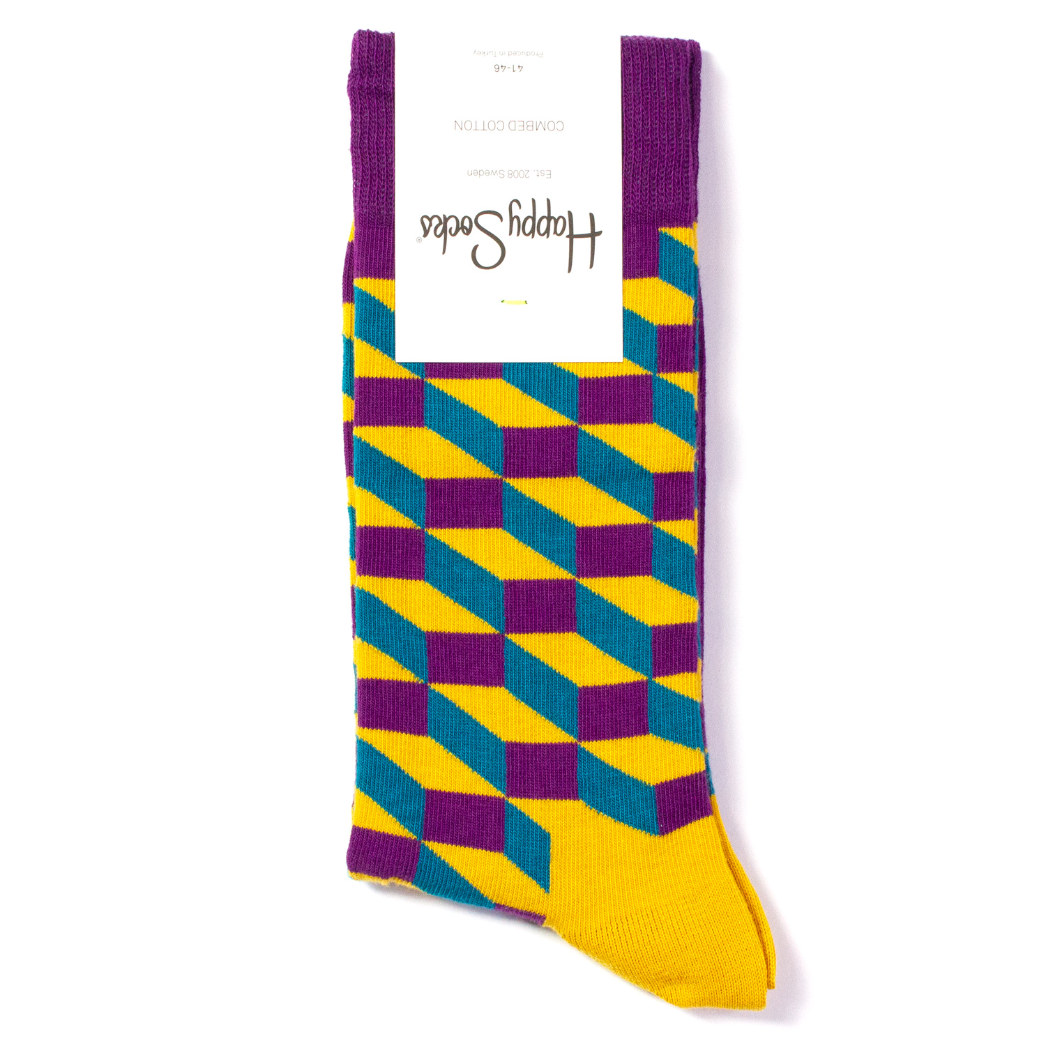 

Носки унисекс Happy Socks разноцветные, Разноцветный, HappySocksFilledOpticBluePurpleYellow
