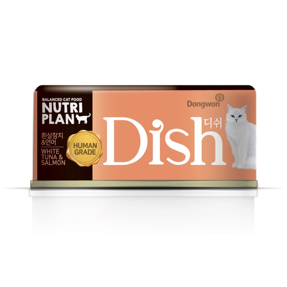 Консервы для кошек NUTRI PLAN Dish с тунцом и лососем, в бульоне, 24шт по 85г