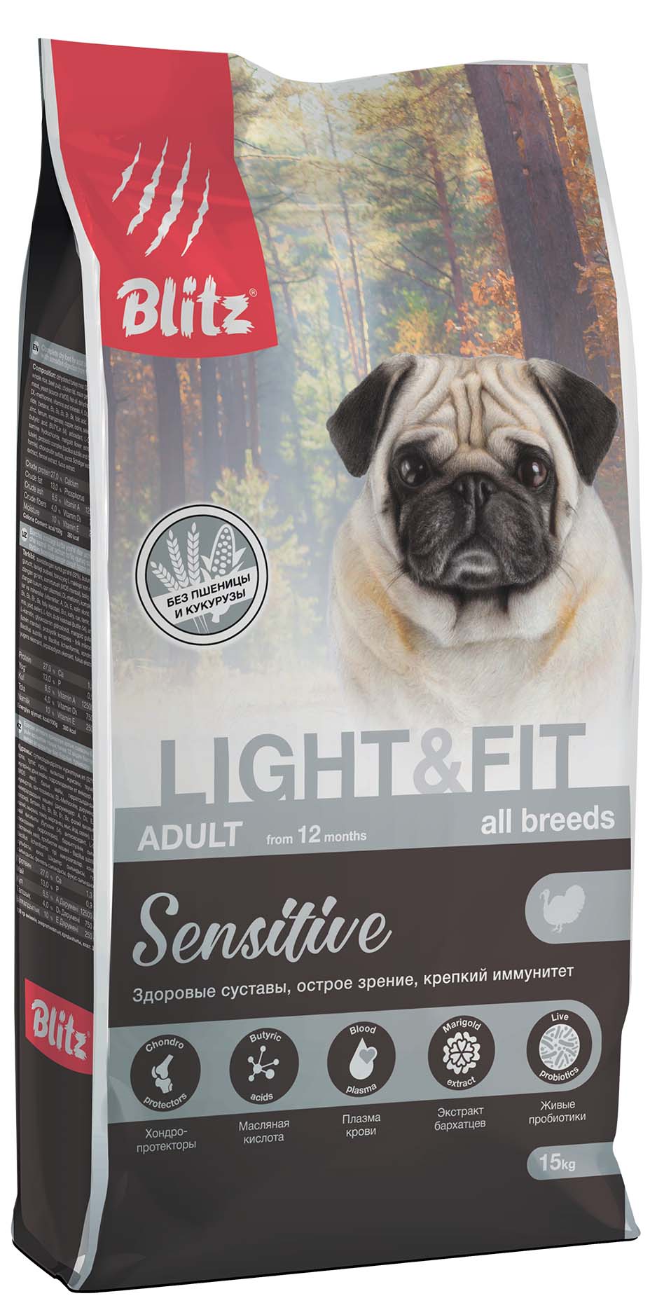 

Сухой корм для собак Blitz Sensitive Light & Fit индейка, 15кг, ADULT LIGHT SENSITIVE