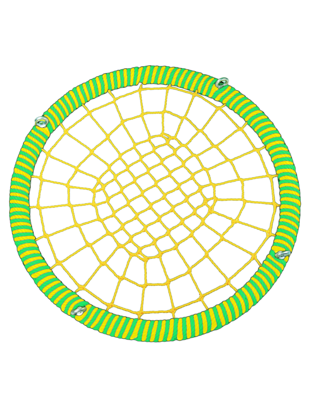 

Качели-гнездо JINN ЦП/РГ/140/72/16/8/З/Ж-Ж/КГ 140x140 см желтый, зеленый, 140 круг 72 обод 16 и 8 канат рымгайки ЦП