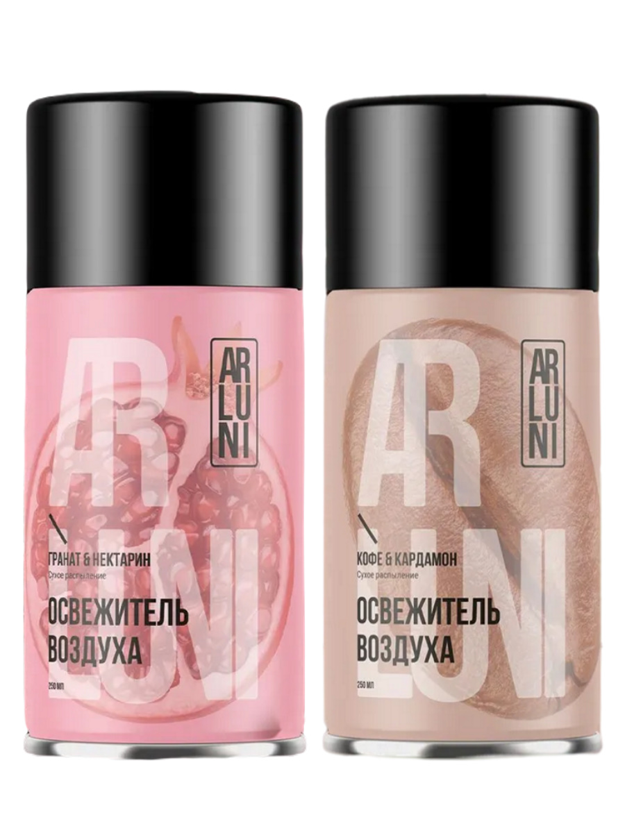 Освежитель Arluni сменный Гранат и нектарин, Кофе и кардамон, 250 мл х 2 шт