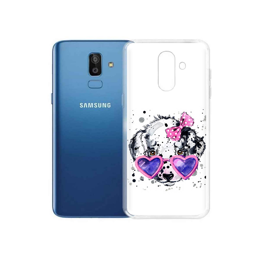

Чехол MyPads Tocco для Samsung Galaxy J8 долматинец в очках (PT226929.592.337), Прозрачный, Tocco