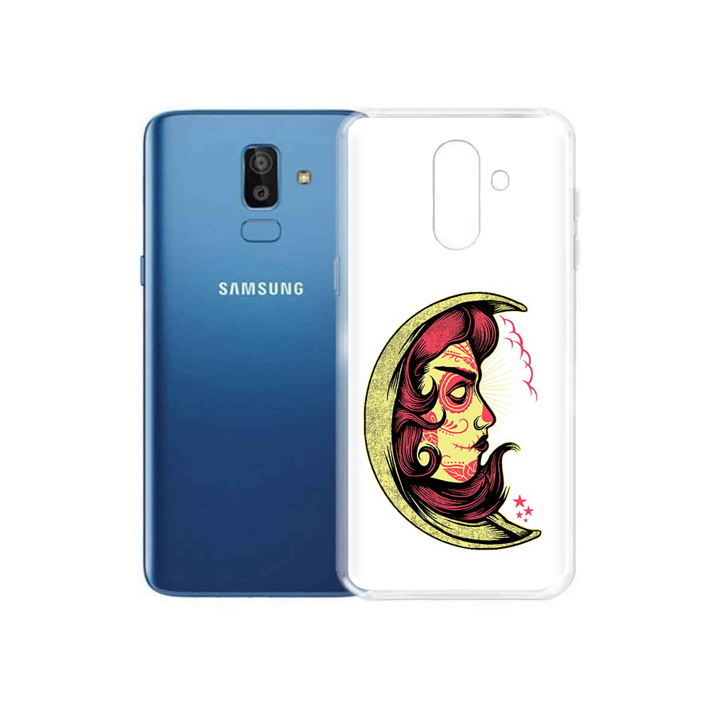 

Чехол MyPads Tocco для Samsung Galaxy J8 желтый полумесяц с лицом девушки, Прозрачный, Tocco