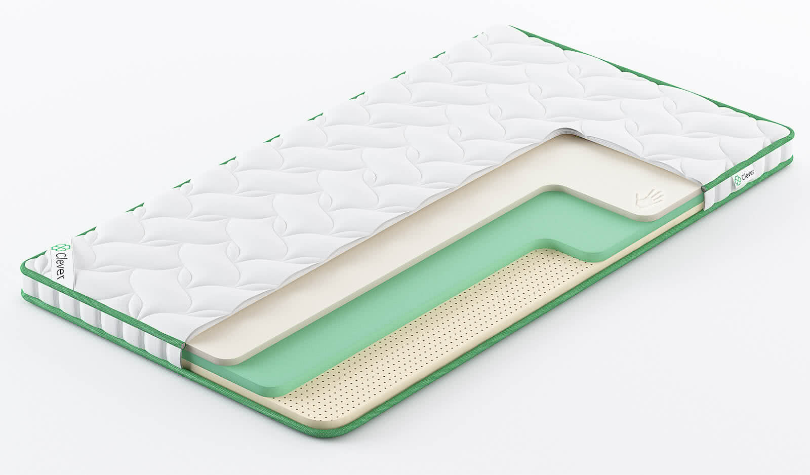 

Топпер Clever MemoTop Latex High 95x195, Белый;зеленый, Clever MemoTop Latex High