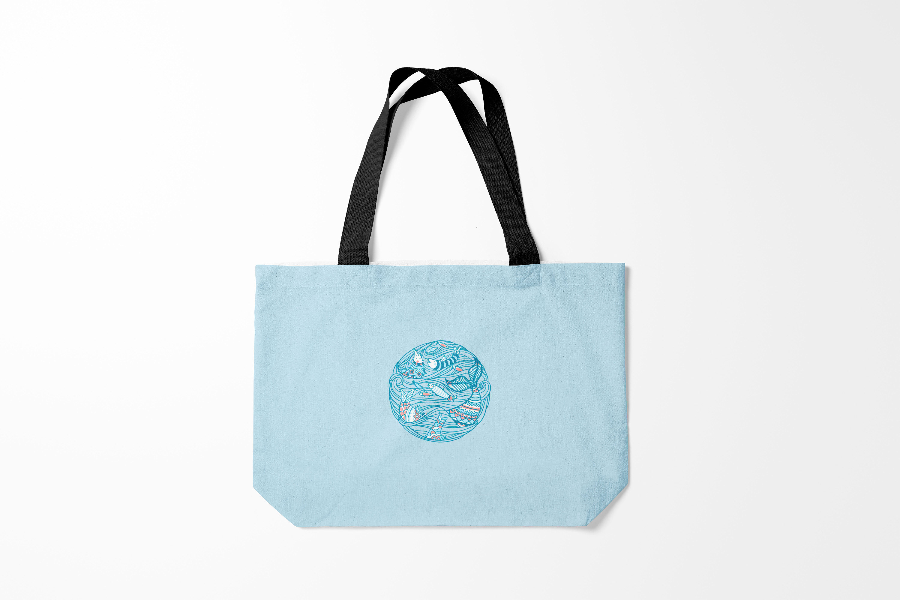

Сумка шoппер унисекс Burnettie Рыбы Sea Circle, голубой, Рыбы Sea Circle