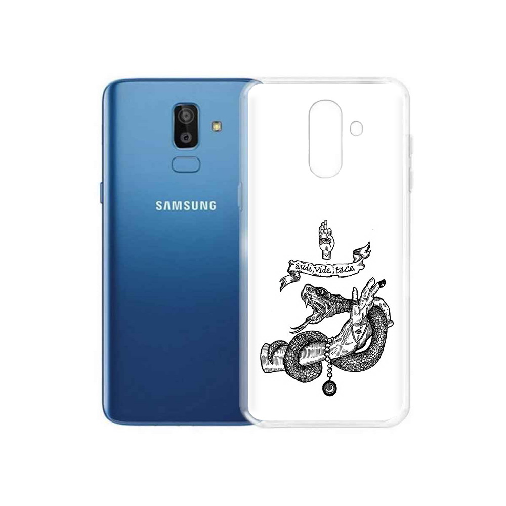 

Чехол MyPads Tocco для Samsung Galaxy J8 змея на руке рисунок (PT226929.592.366), Прозрачный, Tocco