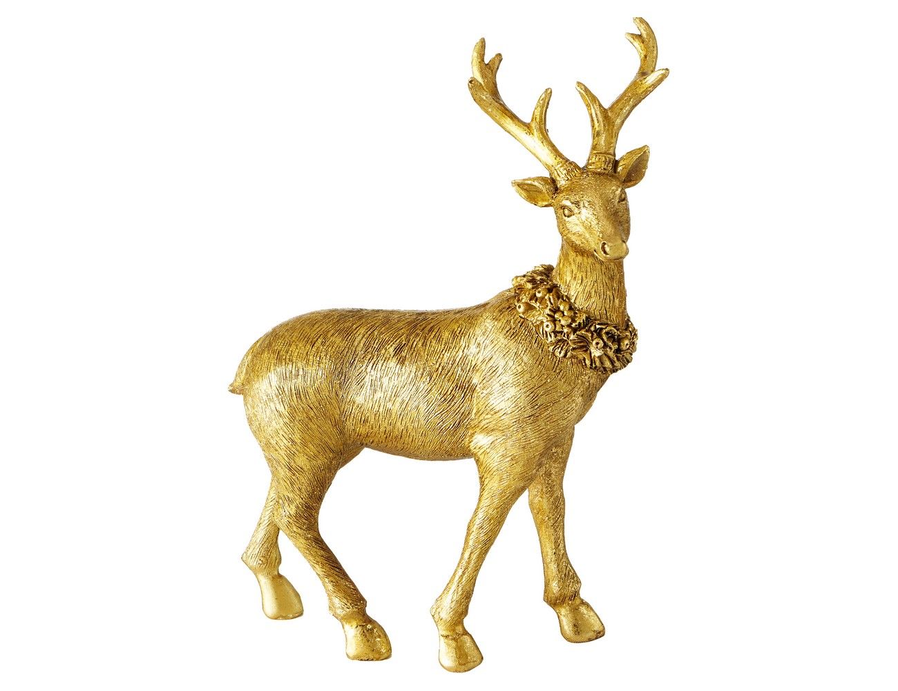 фото Новогодняя фигурка олень аполло стоящий, полистоун, золотой, 19 см, boltze