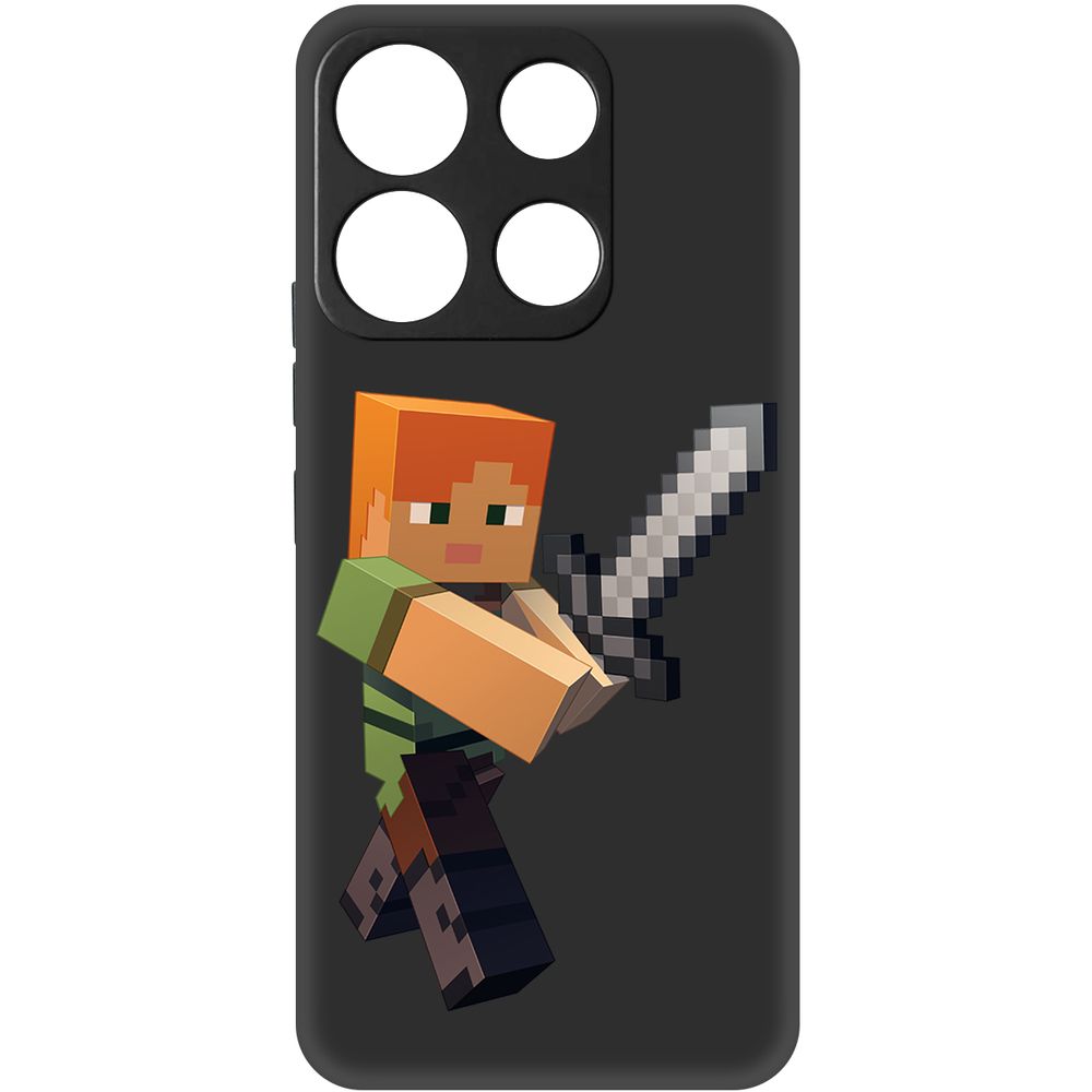 

Чехол-накладка Krutoff Soft Case Minecraft-Алекс для Itel A60s черный