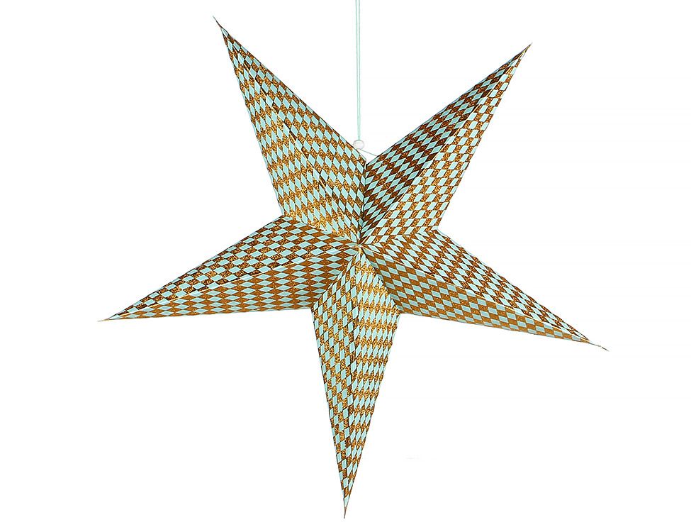 фото Подвесная звезда бумажная, бирюзовая с золотым, 51 см, edelman