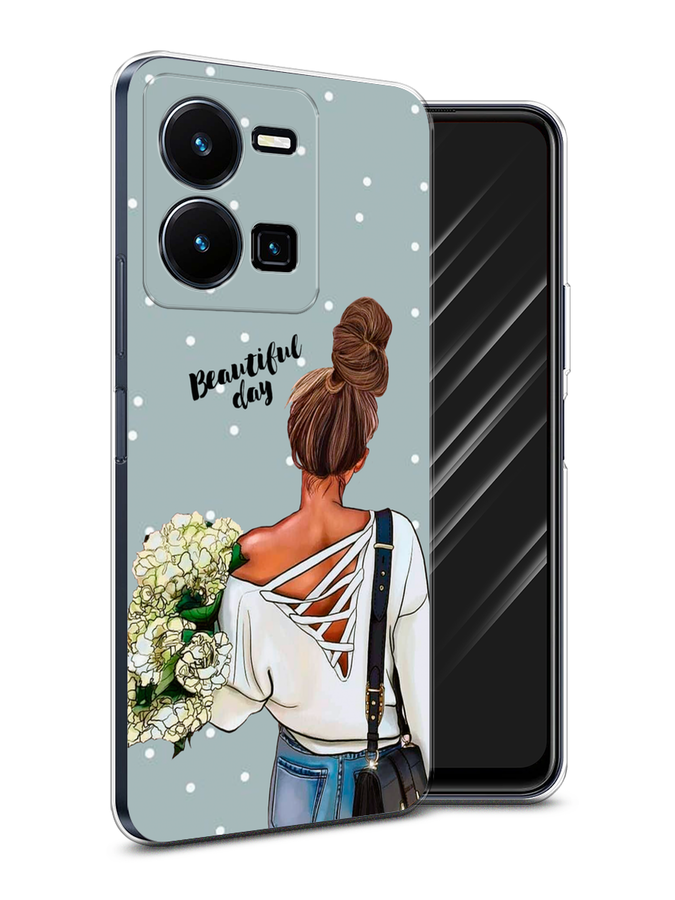 

Чехол Awog на Vivo Y35 4G / Виво Y35 4G "Beautiful day", Голубой;коричневый;бежевый