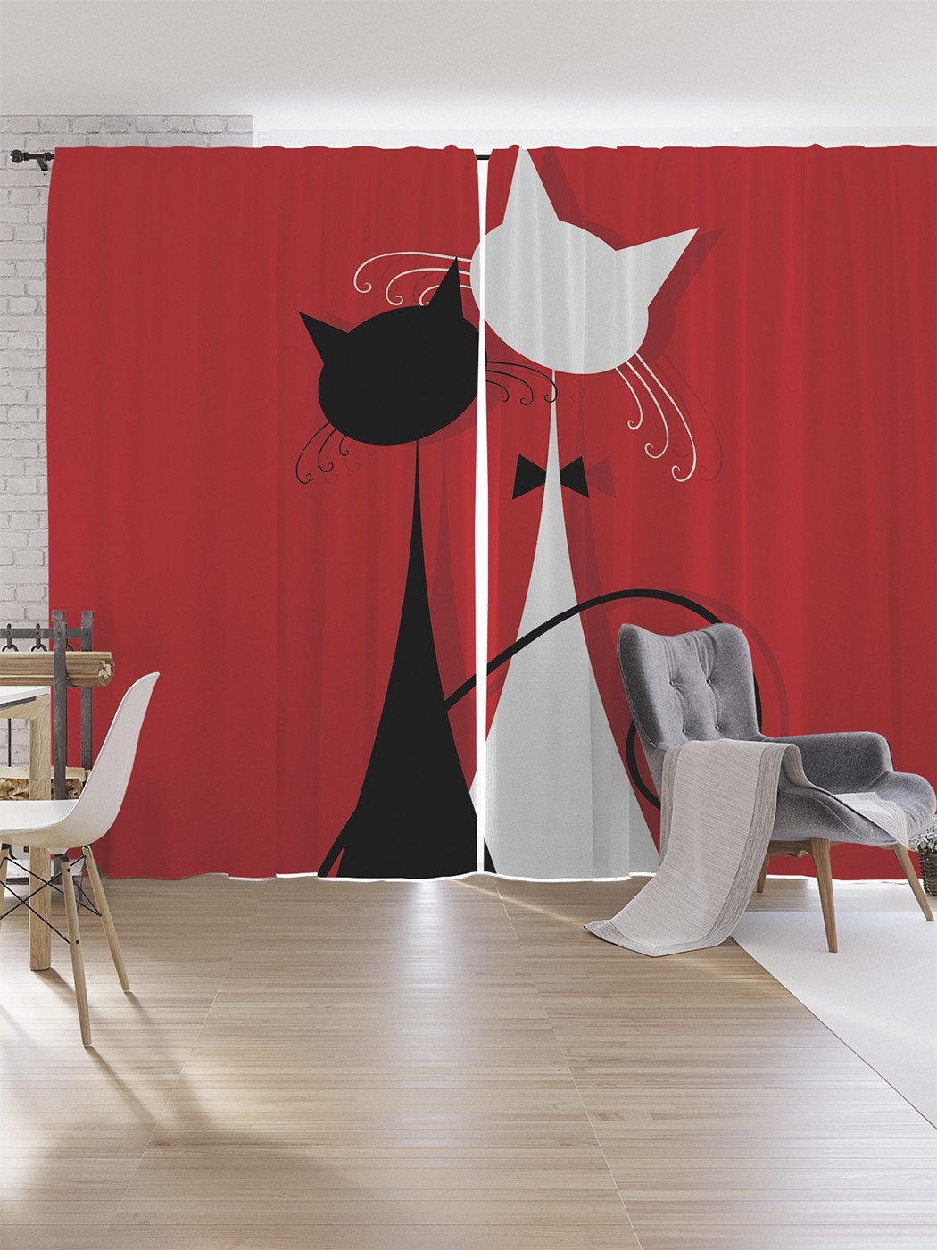 

Шторы под лён JoyArty "Кошачье свидание", серия Oxford DeLux, 340х265 см, Кошачье свидание