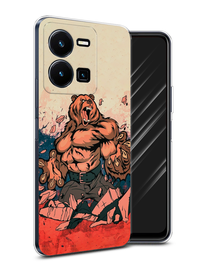 

Чехол Awog на Vivo Y35 4G / Виво Y35 4G "Медведь с флагом РФ", Коричневый;синий;красный