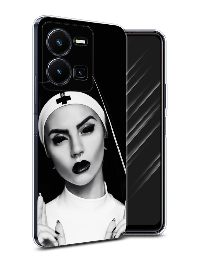 

Чехол Awog на Vivo Y35 4G / Виво Y35 4G "Черная монашка", Серый;черный