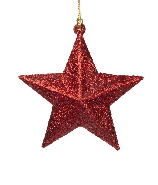 Елочная игрушка Феникс Present Звезда в красном 89097 1 шт. золотистый