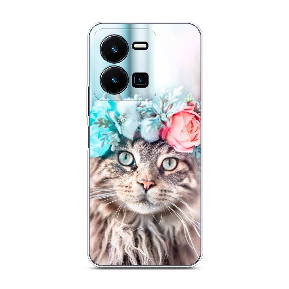 

Чехол Awog на Vivo Y35 4G / Виво Y35 4G "Кот в венке", Серый;голубой;розовый