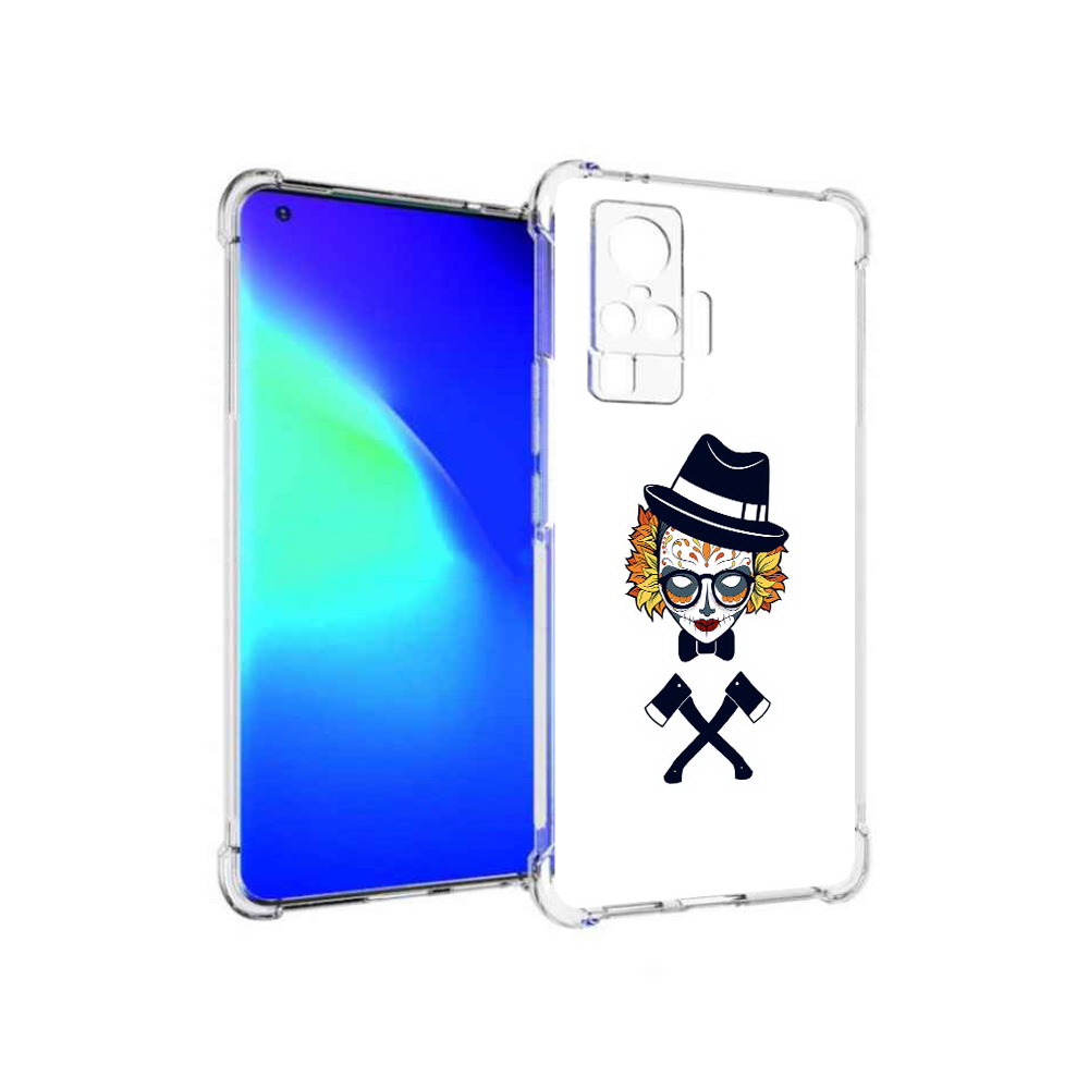 

Чехол MyPads Tocco для Vivo X50 Pro девушка в маске с топорами рисунок (PT151209.405.304), Прозрачный, Tocco
