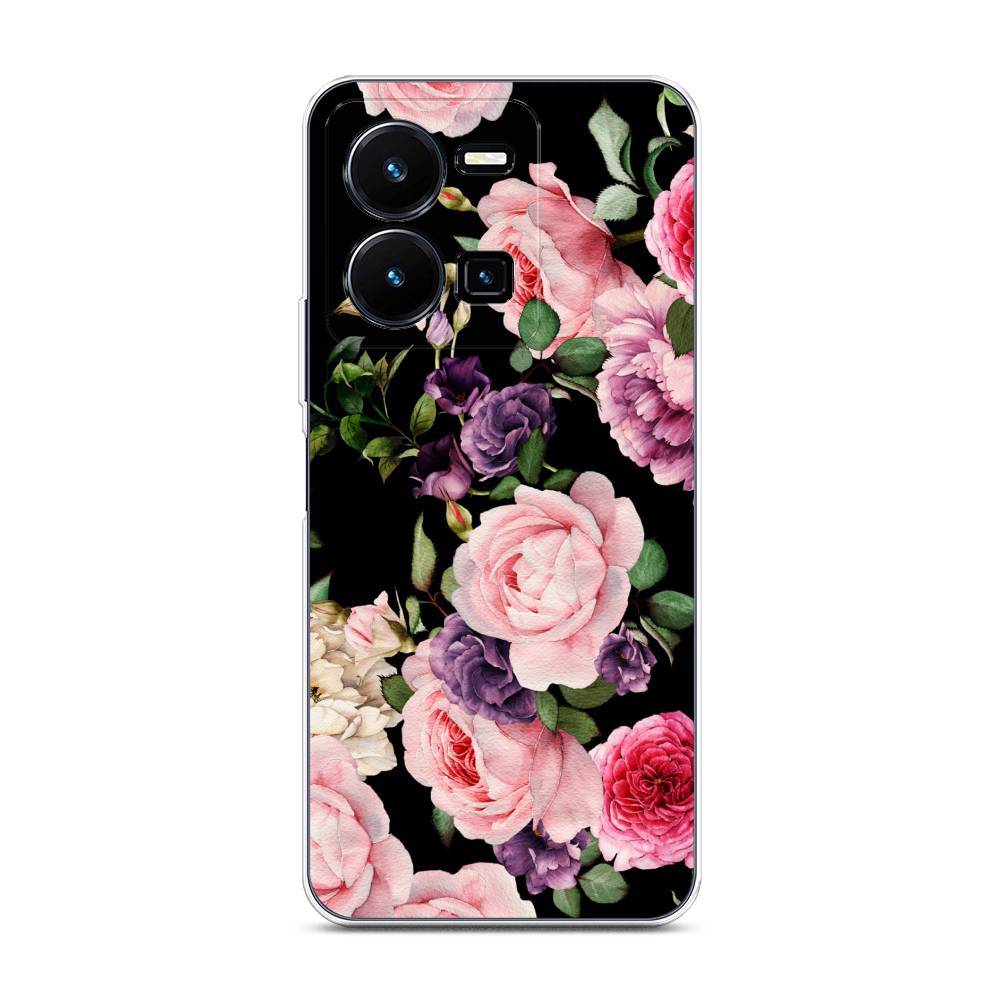 

Чехол Awog на Vivo Y35 4G / Виво Y35 4G "Пионы на черном", Черный;розовый;зеленый