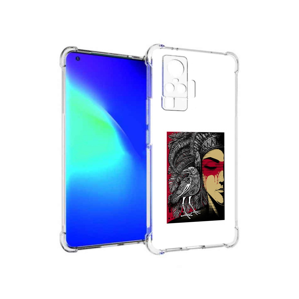 

Чехол MyPads Tocco для Vivo X50 Pro девушка с вороном в абстракции (PT151209.405.311), Прозрачный, Tocco