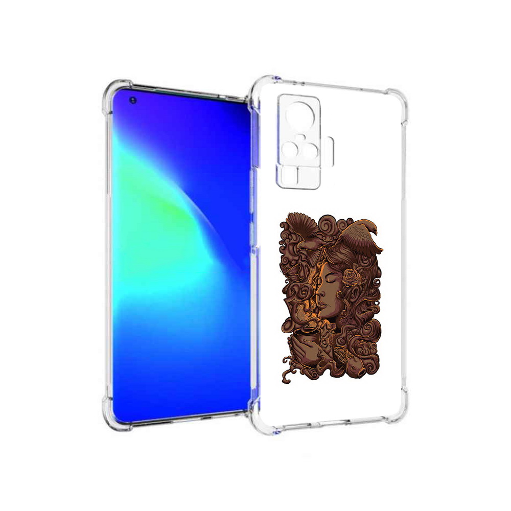 

Чехол MyPads Tocco для Vivo X50 Pro девушка с длинными волосами абстракция, Прозрачный, Tocco
