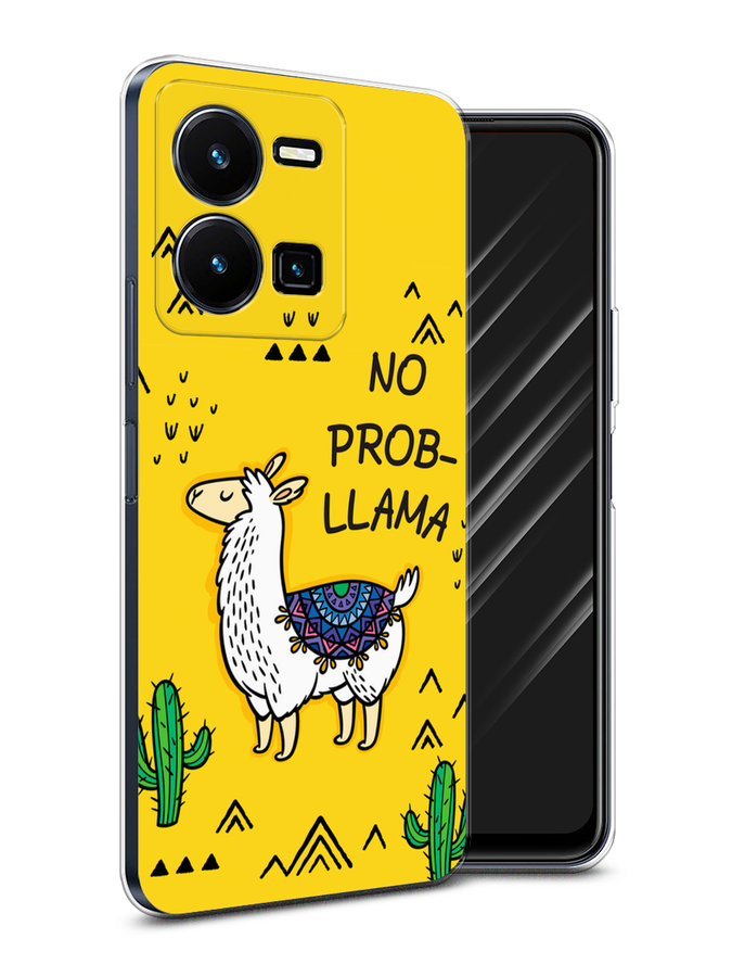 

Чехол Awog на Vivo Y35 4G / Виво Y35 4G "No probLLama", Желтый;черный;синий