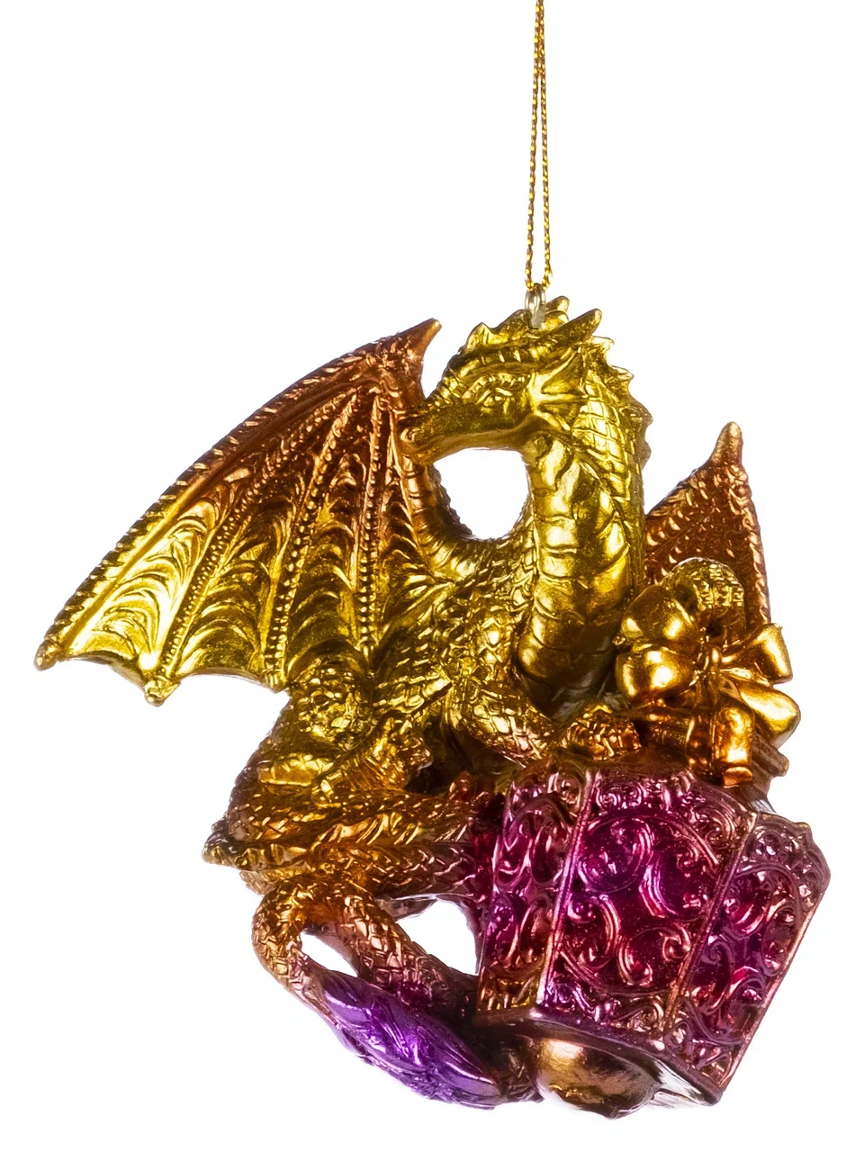 Елочная игрушка Феникс Present Дракон огненный 91541 1 шт. золотистый