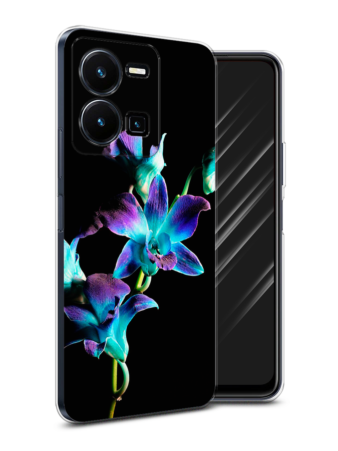 

Чехол Awog на Vivo Y35 4G / Виво Y35 4G "Синий цветок на черном", Черный;голубой