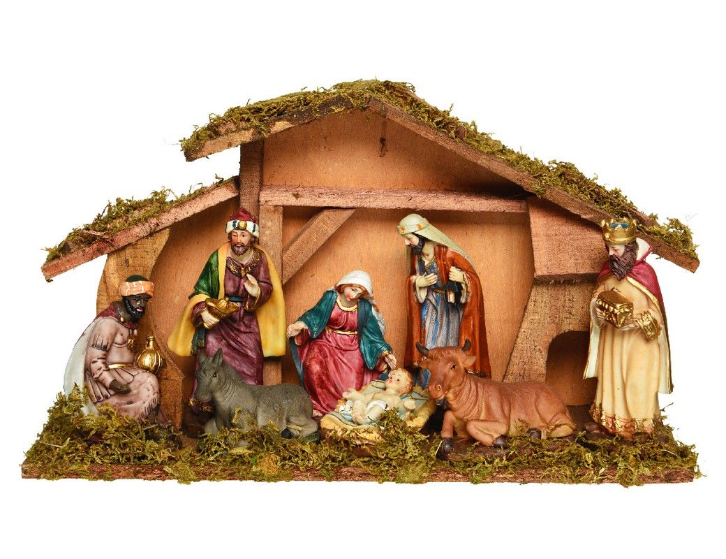 

Рождественский вертеп СВЯТОЕ СЕМЕЙСТВО В ЯСЛЯХ, MDF, полистоун, 13x40x23 см, Kaemingk