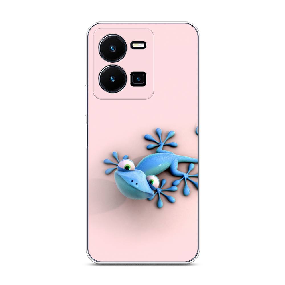 

Чехол Awog на Vivo Y35 4G / Виво Y35 4G "Голубая ящерка", Розовый;голубой;белый