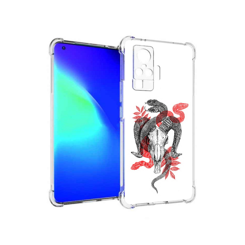

Чехол MyPads Tocco для Vivo X50 Pro змея в черепе рисунок (PT151209.405.365), Прозрачный, Tocco