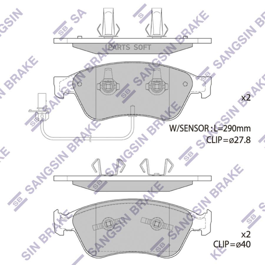 

Колодки Дисковые Передние Audi A8, Vw Phaeton 3.0-4.2/6.0 02> Sangsin brake S Sp1693a