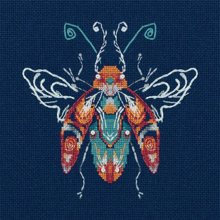 Набор для вышивания PANNA «Фантазийные жуки. Бирюза и пламя» J-7228