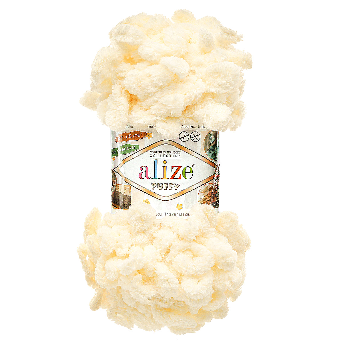 

Пряжа с готовыми петлями ALIZE Puffy 100г 9м 1 ваниль 5 мотков, Белый