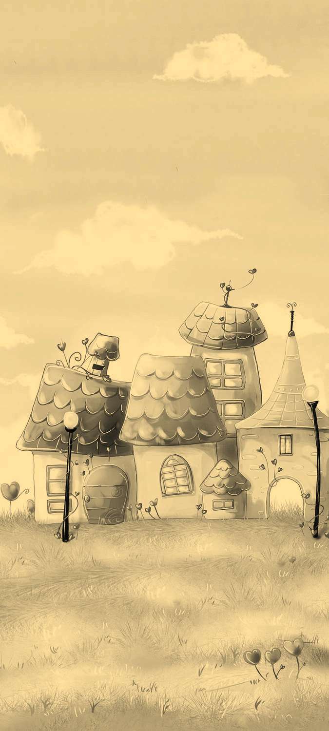 

Самоклеющиеся фотообои "Мультяшные домики", размер: 90x200 см, эффект: сепия