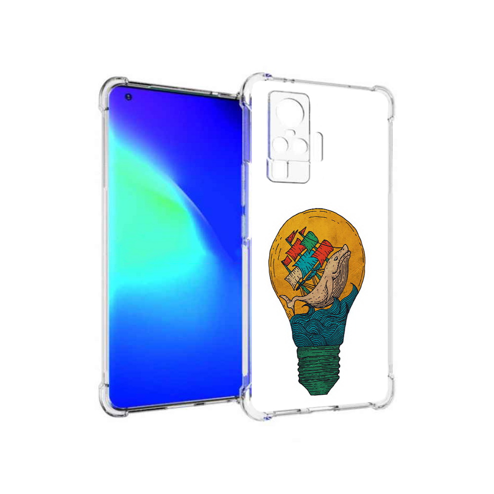 

Чехол MyPads Tocco для Vivo X50 Pro кит в лампочке с парусами (PT151209.405.387), Прозрачный, Tocco