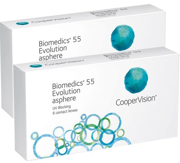 

Контактные линзы CooperVision Biomedics 55 Evolution Asphere, 2 уп по 6 линз, R 8,6 -9,00