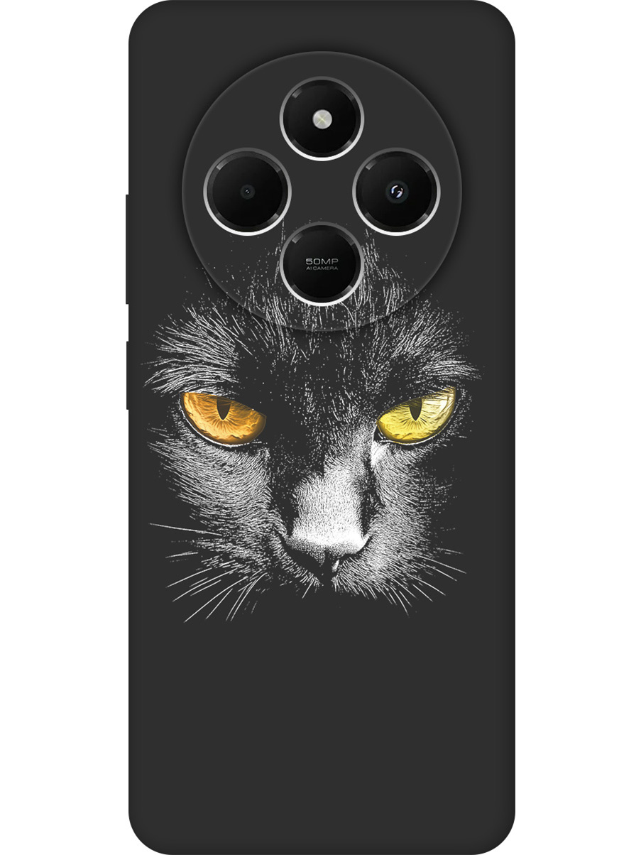 

Силиконовый чехол на Xiaomi Redmi 14C, Poco C75 с принтом матовый черный 838994, Черный;белый;золотистый, 786715712